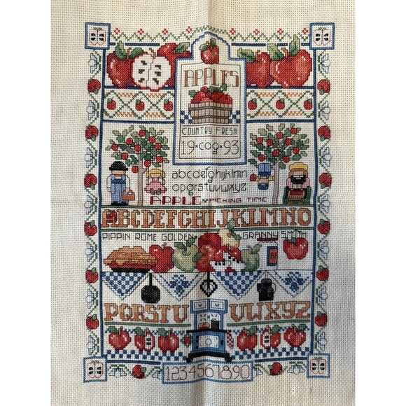 Janlynn Apple Sampler Counted Cross Stitch Finished 023-0614 12x16 - Picture 4 of 4
